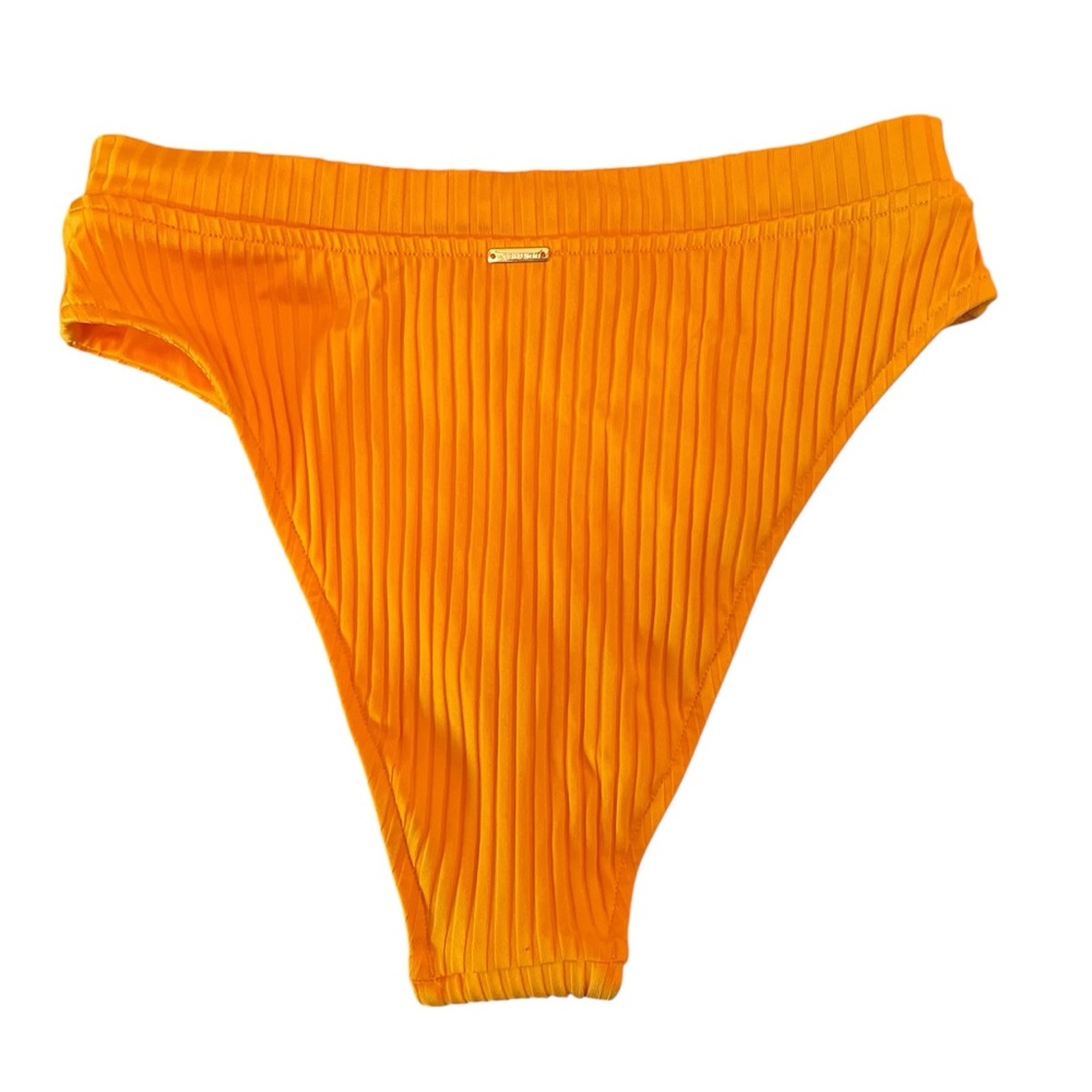 Victoriaโs Secret Small Vibrant Orange Ribbed High Waisted Bikini Bottom